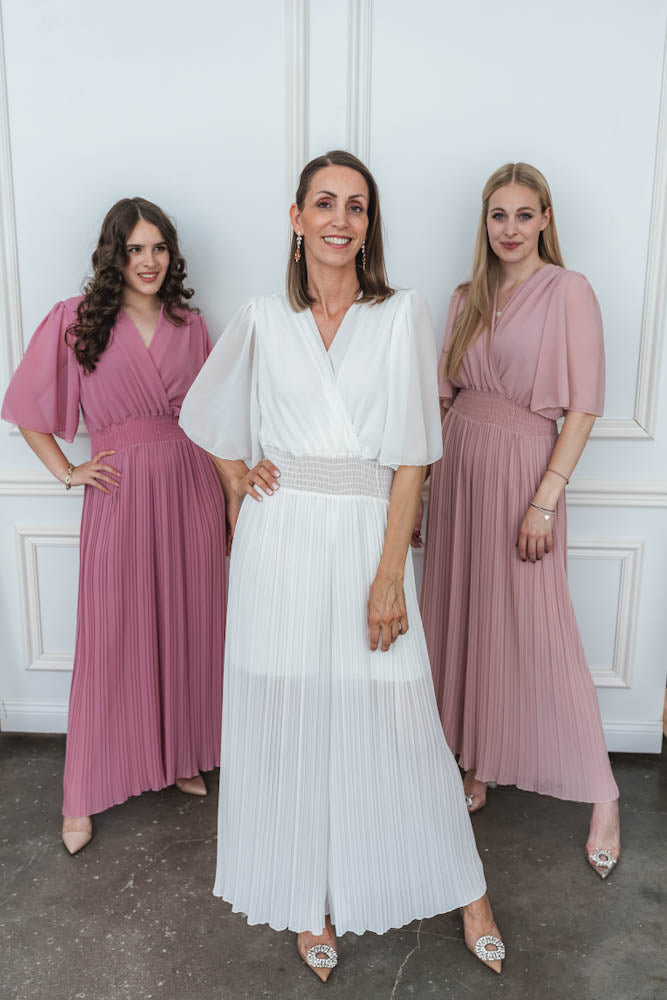 "Date Night" Plissee Jumpsuit - weiss