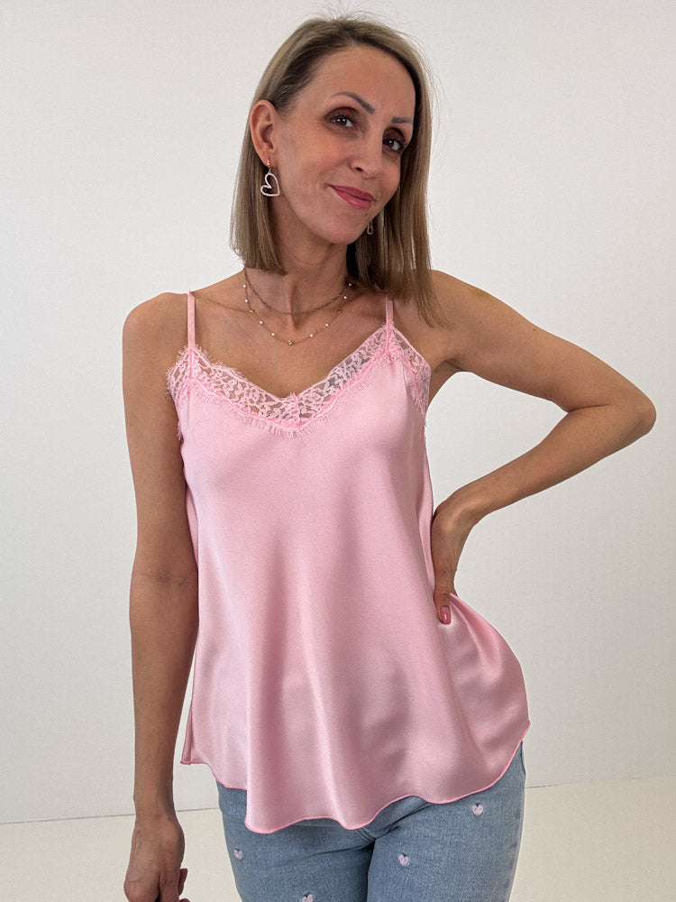 Lace Top mit weicher Spitze - hellrosa