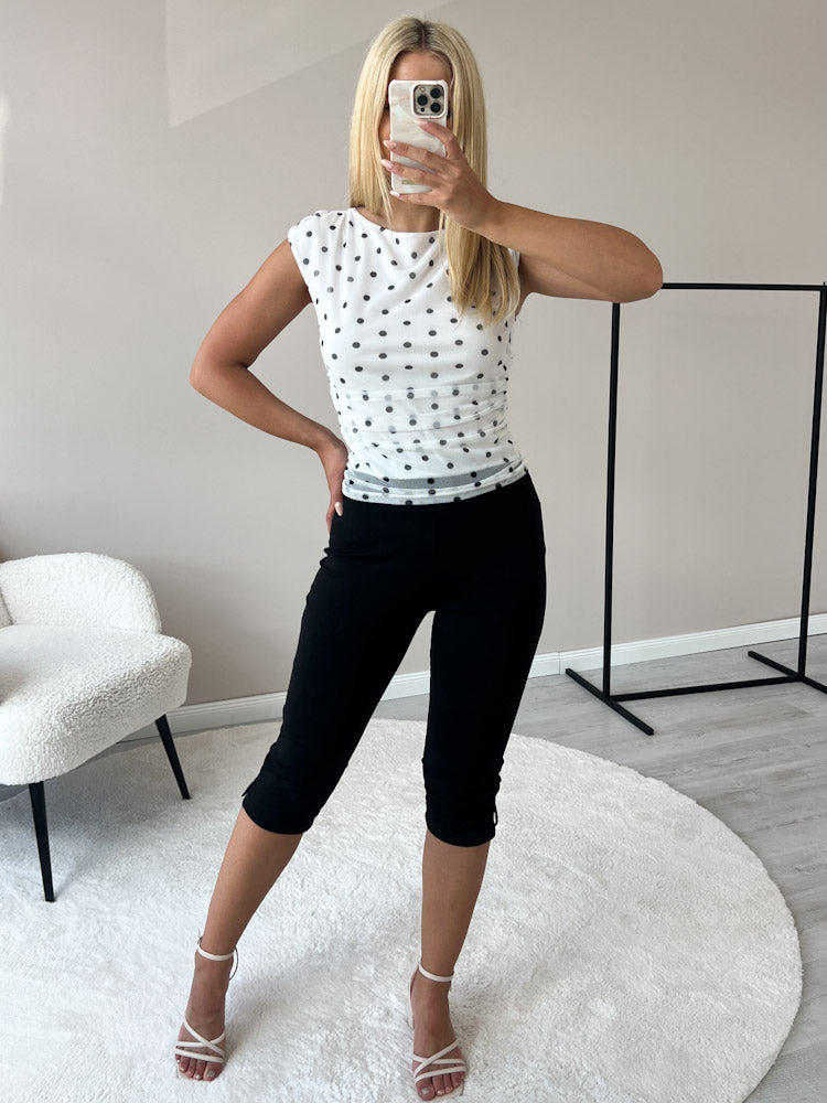 "Trevi" weiche Capri Legging aus Baumwolle - schwarz
