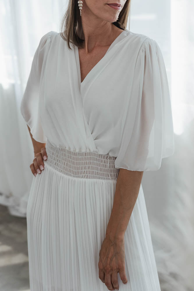 "Date Night" Plissee Jumpsuit - weiss