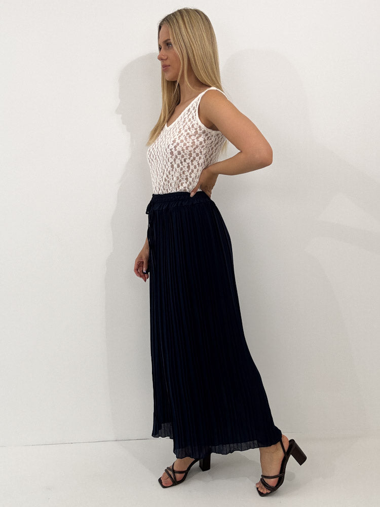 Plissee Culotte Hose - navy