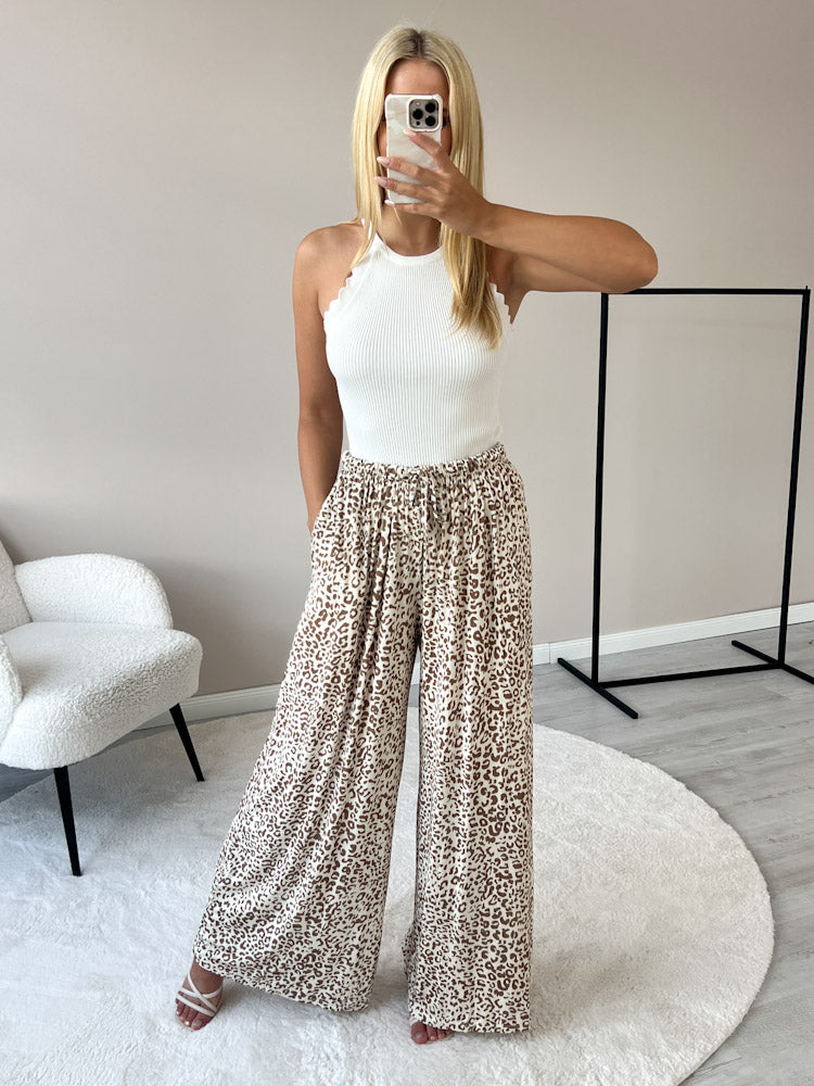 "Pienza Leo" weiche Hose aus Viscose - beige/mocca