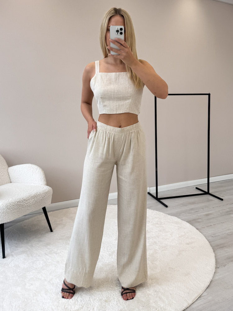 "Lino" stylische Leinen Hose - beige