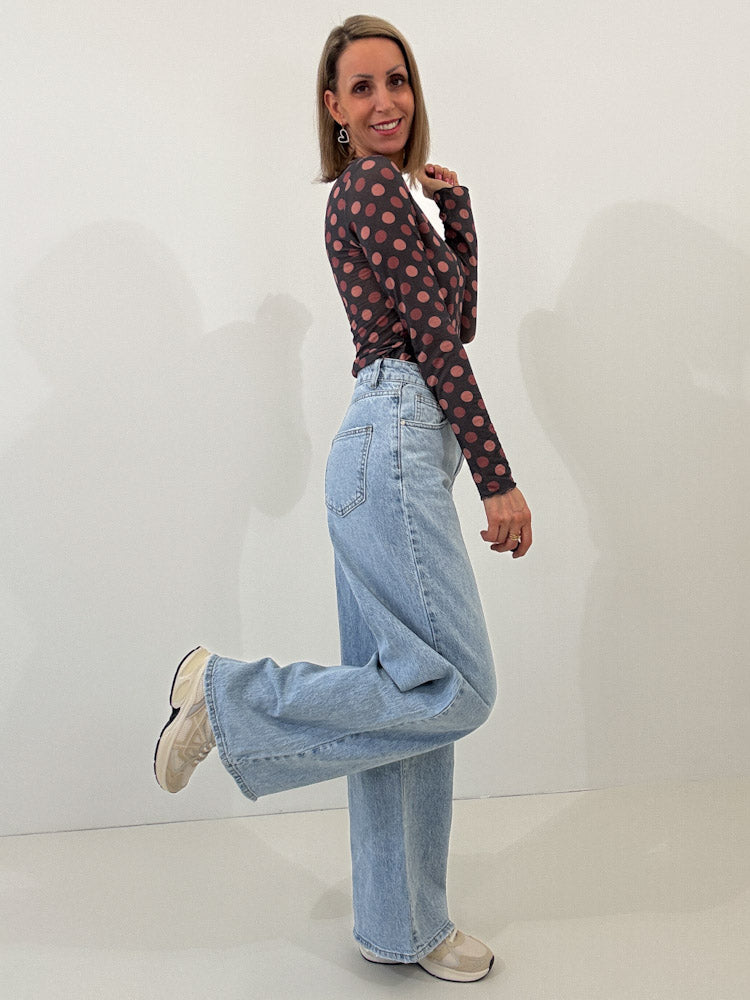 "Padova" Wide Leg Jeans - hellblau