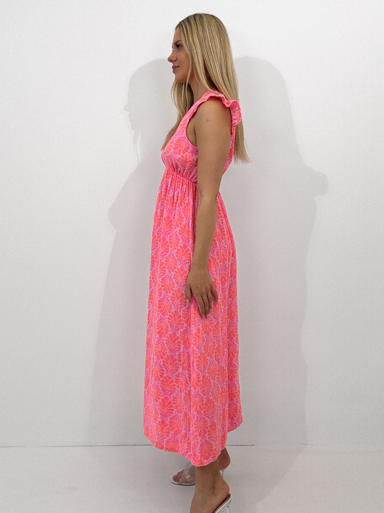 "Pianosa Tropical" - tolles Maxikleid aus Musselin - rosa/ apricot