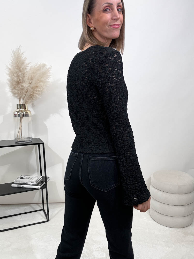 Lace Cardigan mit weicher Spitze - schwarz