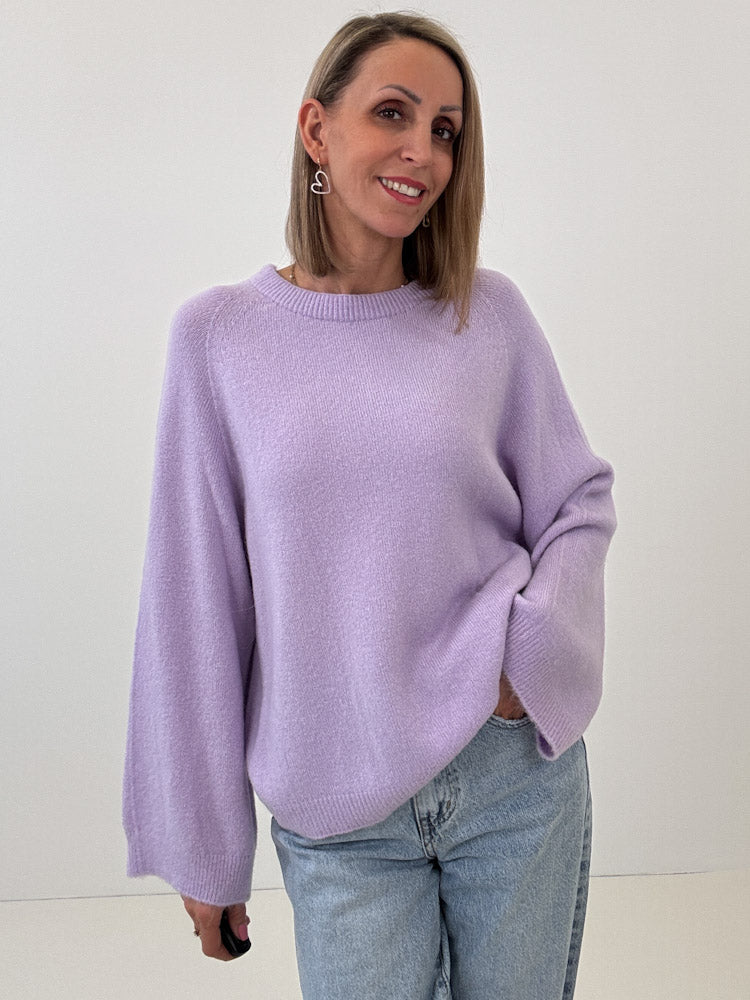 "Lana" kuscheliger Baby Alpaka Pullover - flieder