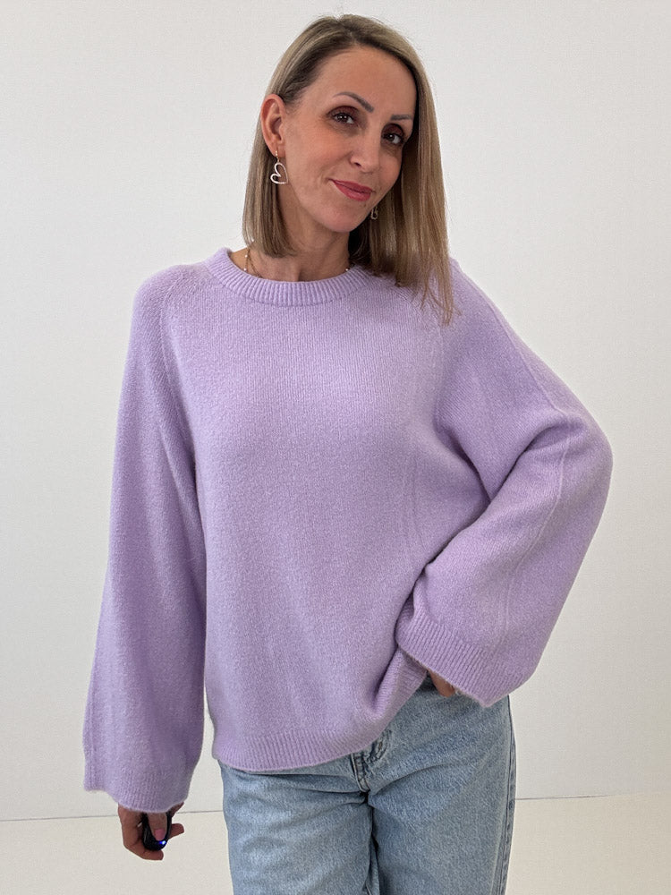 "Lana" kuscheliger Baby Alpaka Pullover - flieder