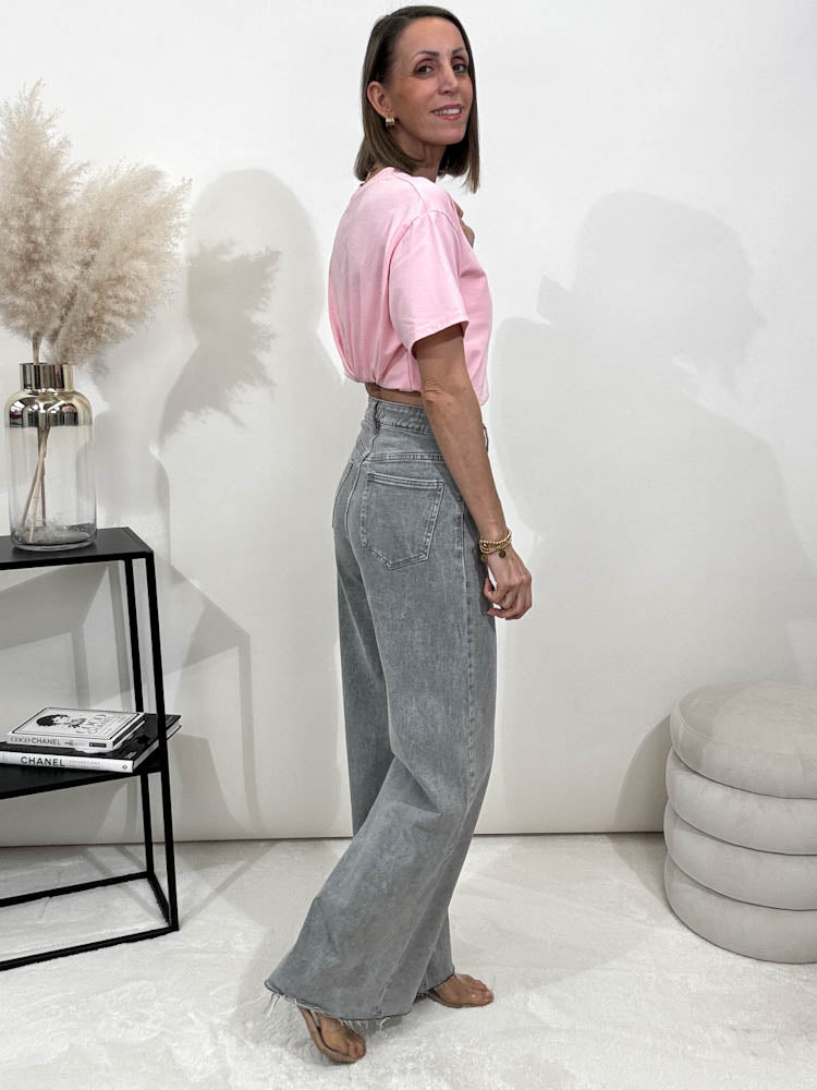 "Montana" Wide Leg Jeans - grau