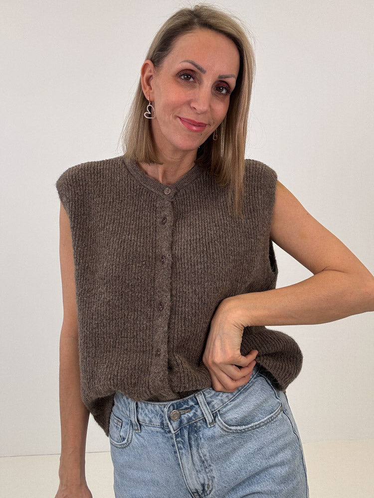 "Biella Vest" wunderschöne Strickweste aus Lana Wolle - braun