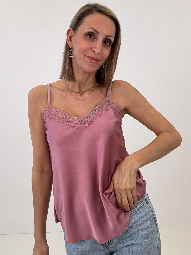 Lace Top mit weicher Spitze - berry