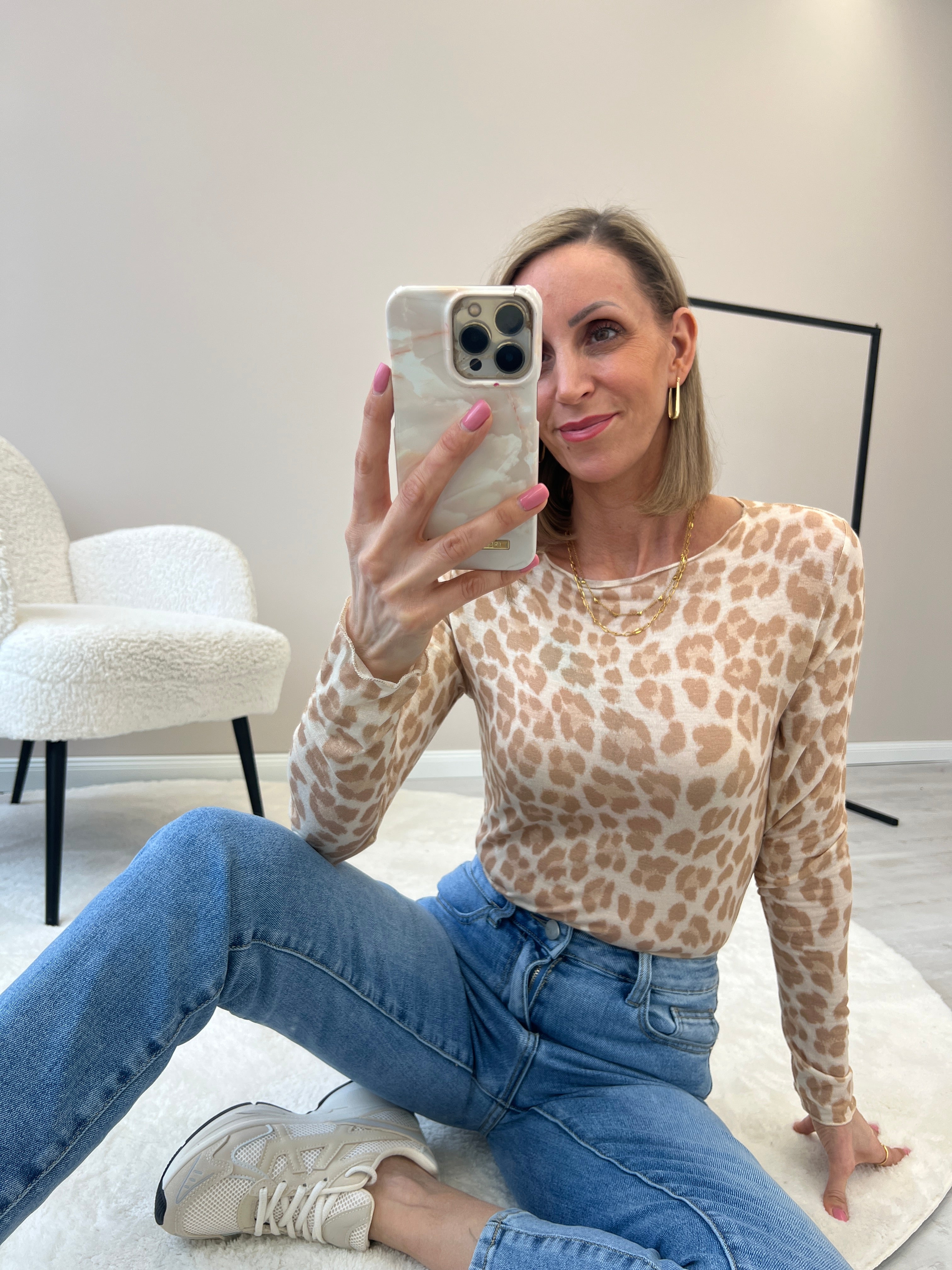 "Como Leo" kuscheliges Cashmere Longshirt - beige