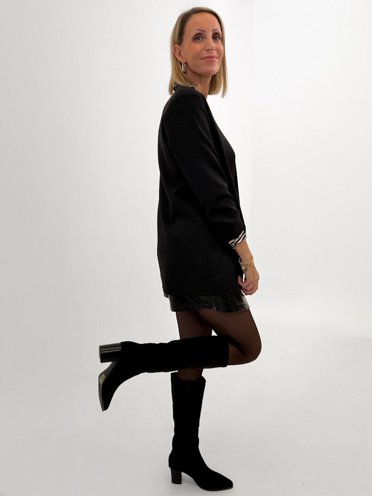 "Beau 2.0" Stiefel mit Absatz in Wildlederoptik - schwarz