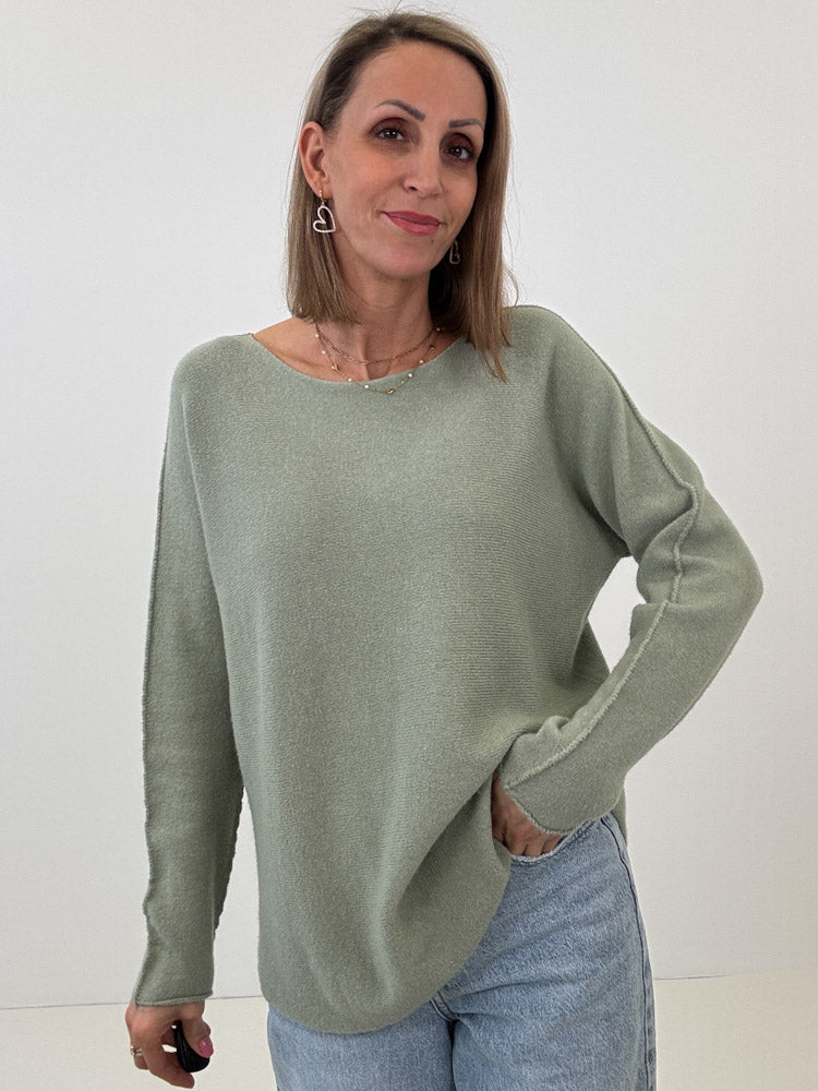„Vicenza" weicher Pullover mit Viscose - salbei