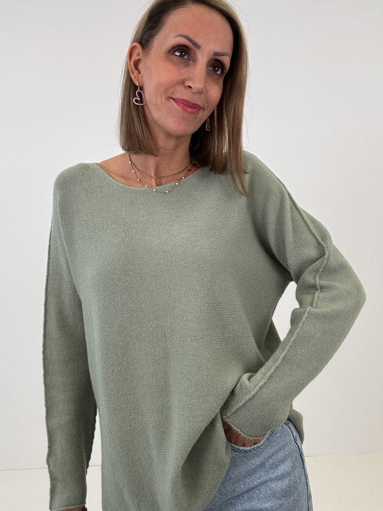 „Vicenza" weicher Pullover mit Viscose - salbei