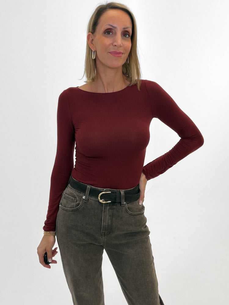 "New Atlanta" weiches Viscose Longshirt - bordeaux