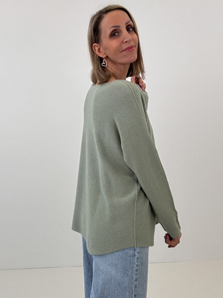 „Vicenza" weicher Pullover mit Viscose - salbei