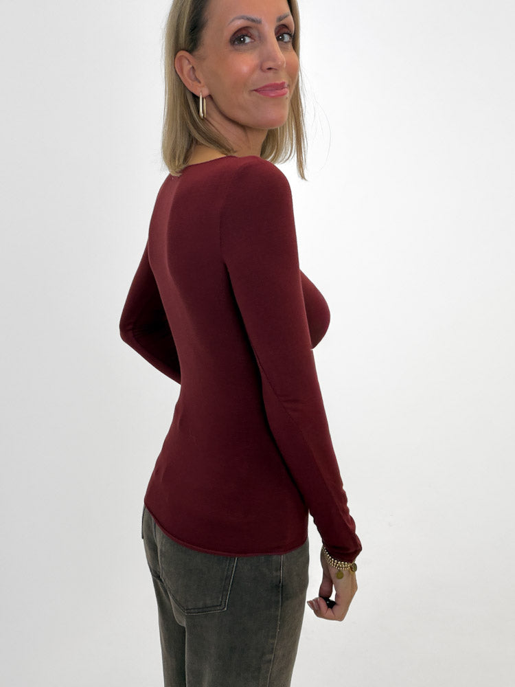"New Atlanta" weiches Viscose Longshirt - bordeaux