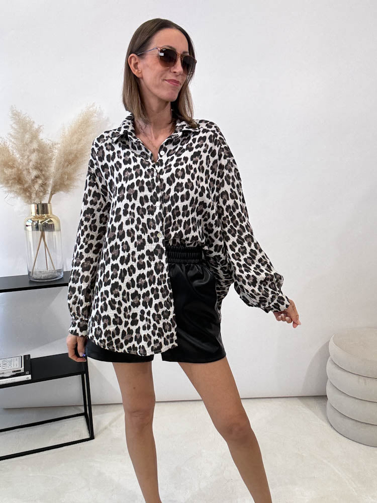 "Musselin Leo" Bluse aus Baumwolle - weiß