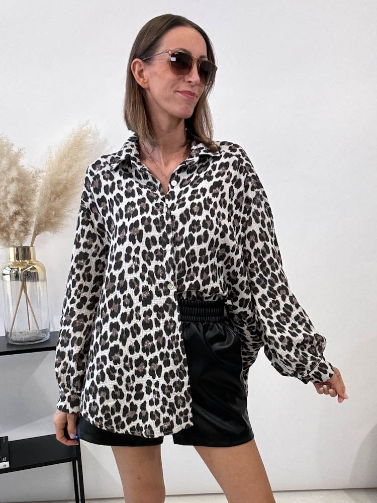 "Musselin Leo" Bluse aus Baumwolle - weiß