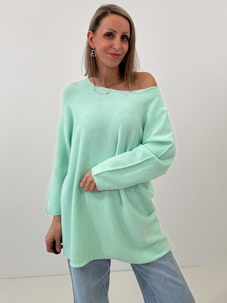 „Vicenza Long" weicher Pullover mit Viscose - mint