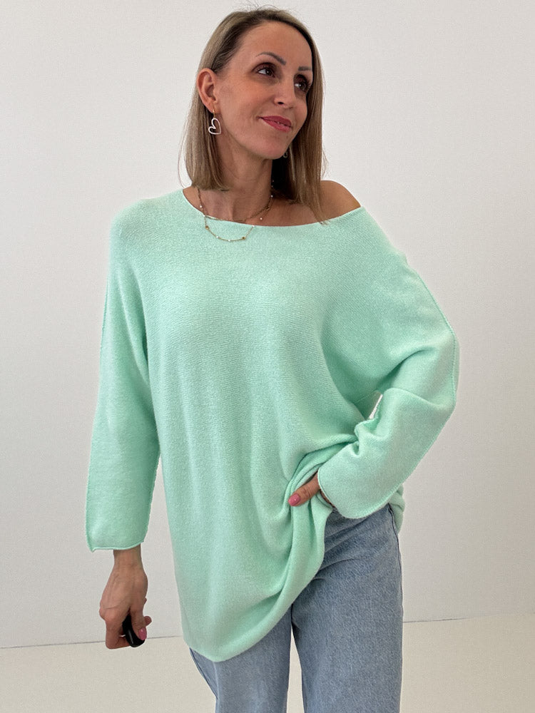 „Vicenza Long" weicher Pullover mit Viscose - mint