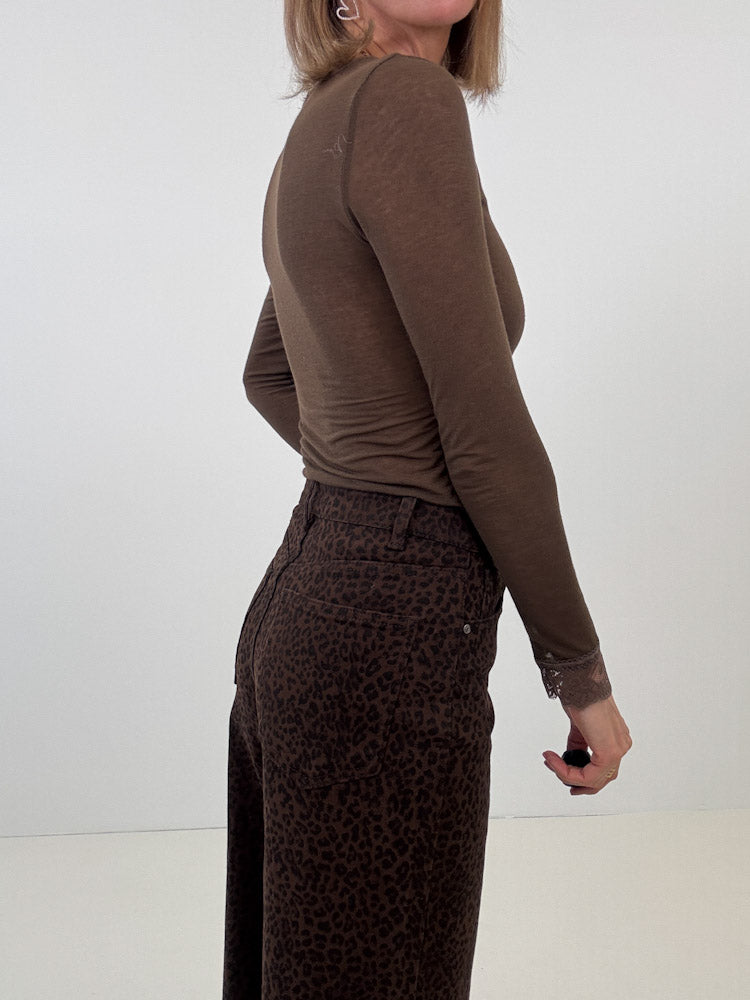 "Brownie Leo" Wide Leg Jeans - chocobraun