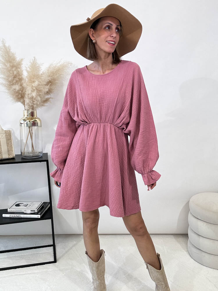 "Spring" Musselin Kleid - beere