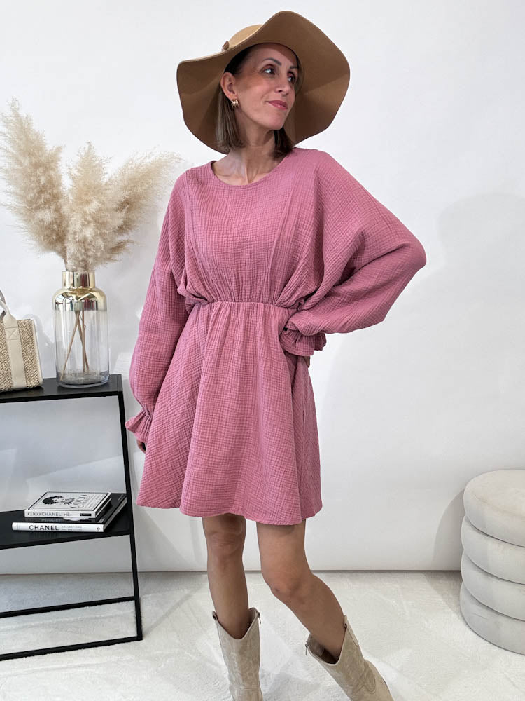 "Spring" Musselin Kleid - beere