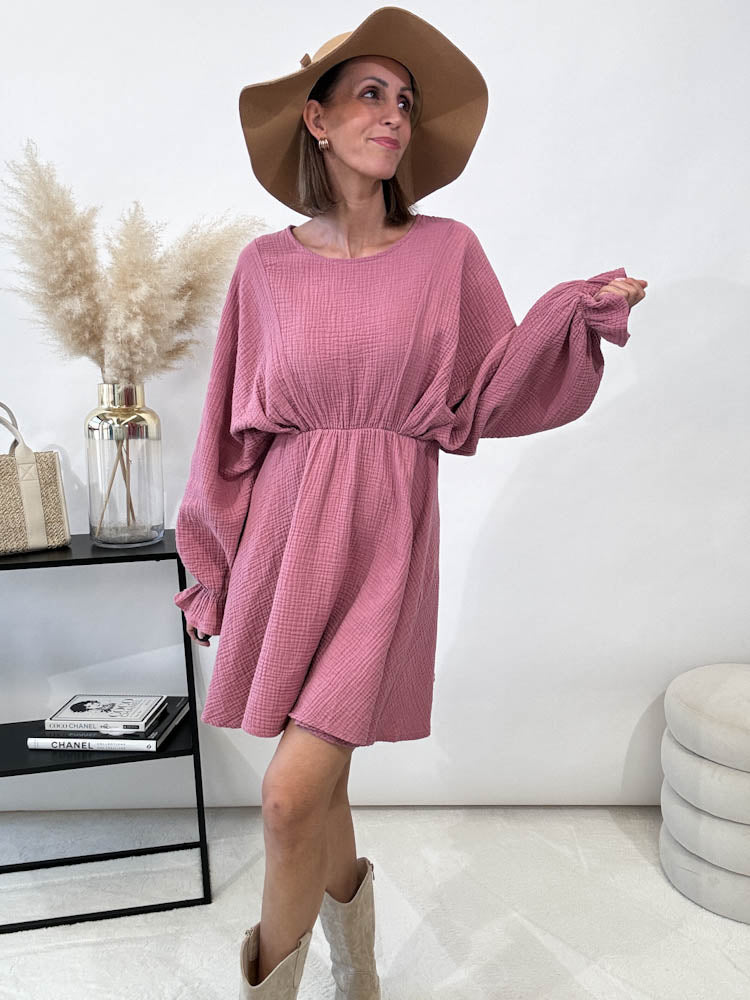 "Spring" Musselin Kleid - beere