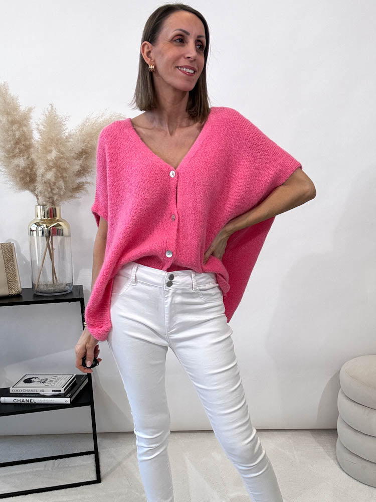 "Florida Vest" kuscheliger Cardigan - candy rose