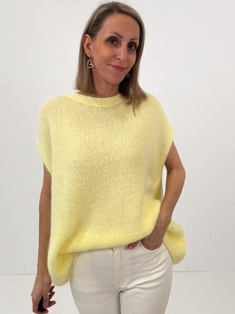 "New Florida Vest" kuscheliger Cardigan mit Lana Wolle - zitronengelb