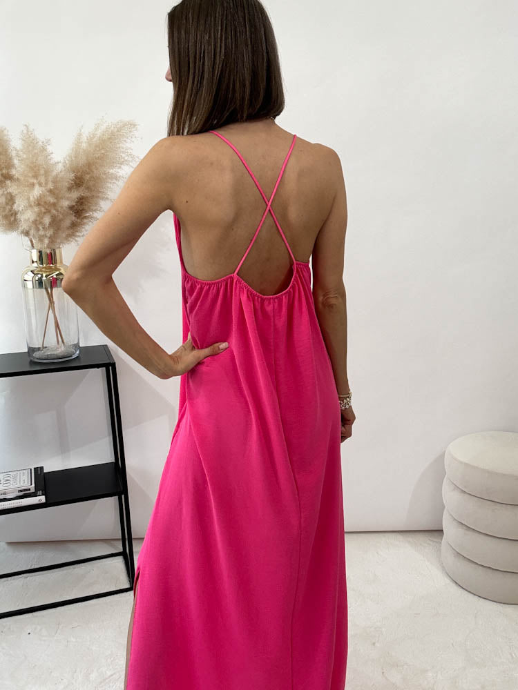 "Sunshine" leichtes Spaghettiträger Kleid - pink