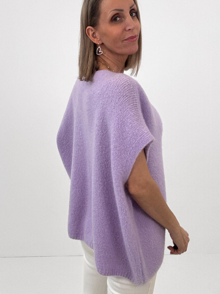 "Florida Vest" kuscheliger Cardigan mit Lana Wolle - flieder