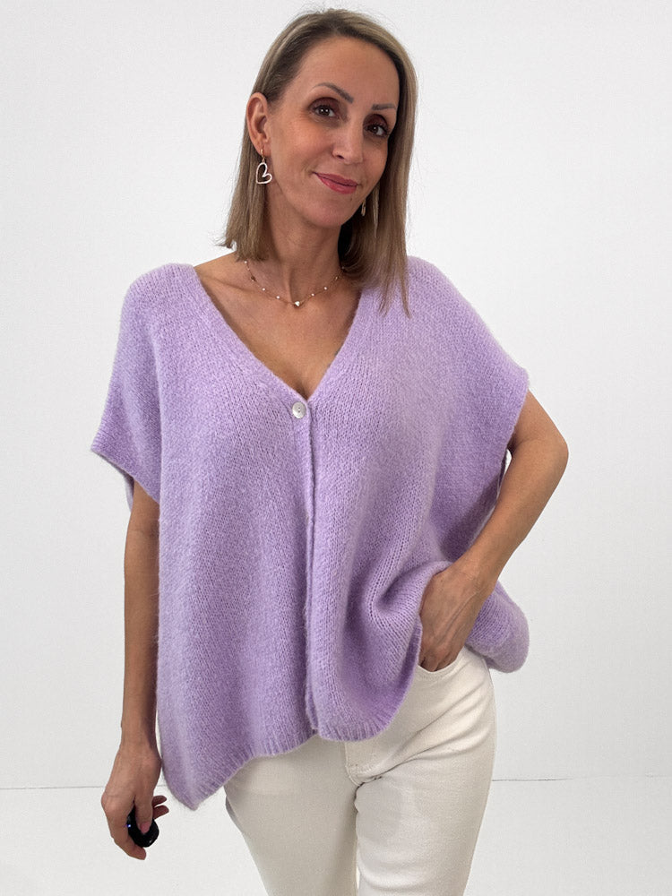 "Florida Vest" kuscheliger Cardigan mit Lana Wolle - flieder