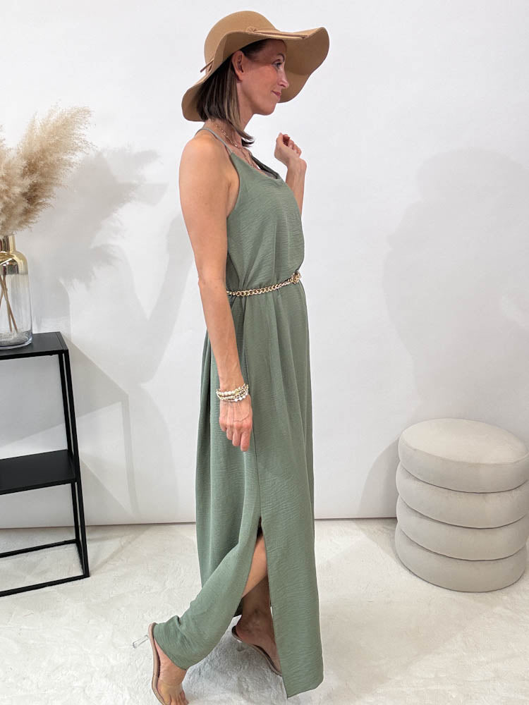 "Sunshine" leichtes Spaghettiträger Kleid - matcha