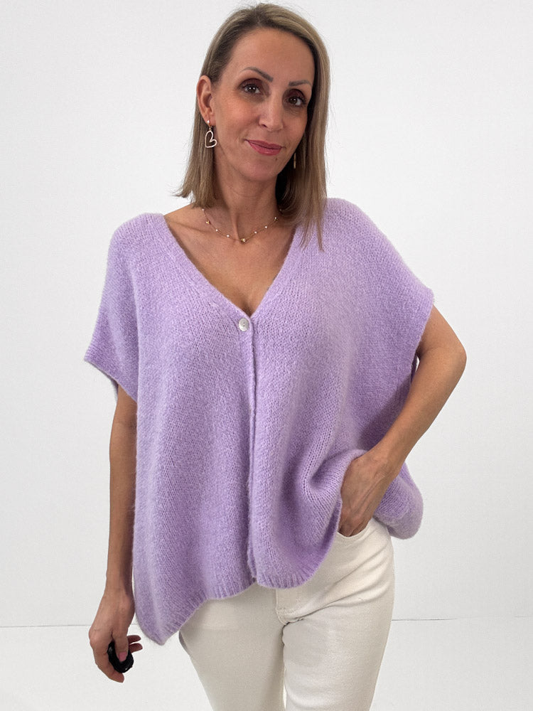 "Florida Vest" kuscheliger Cardigan mit Lana Wolle - flieder