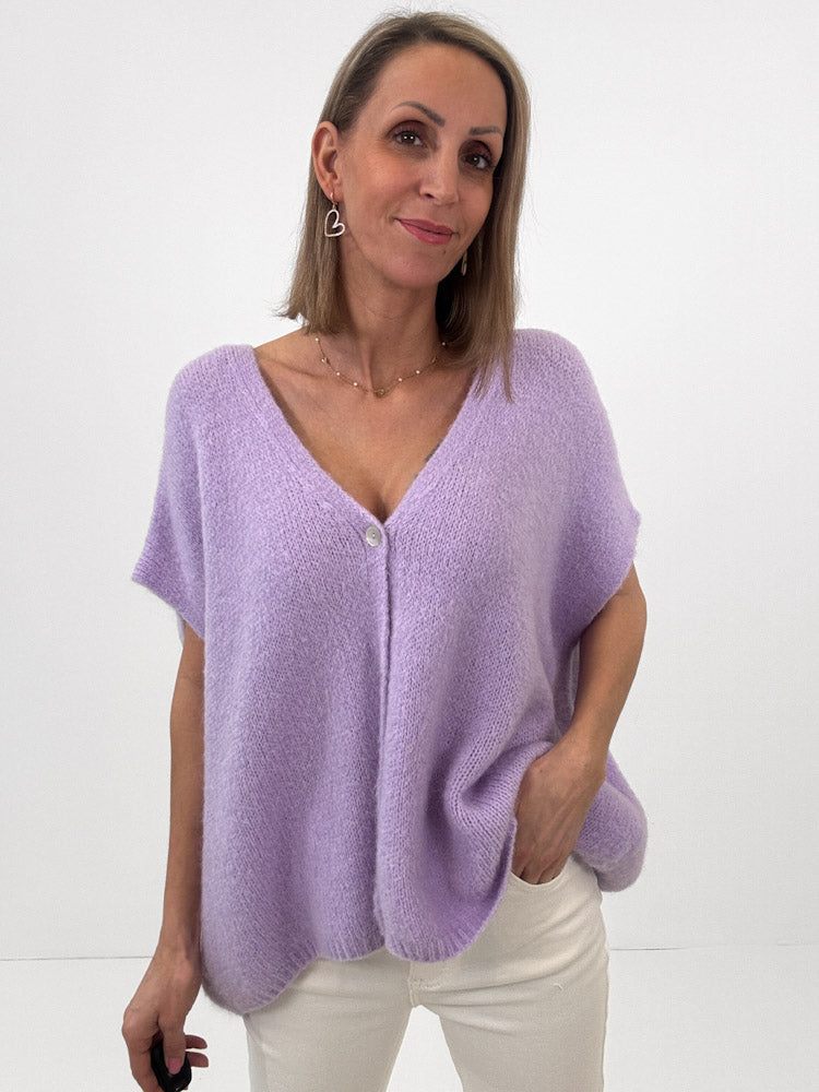 "Florida Vest" kuscheliger Cardigan mit Lana Wolle - flieder