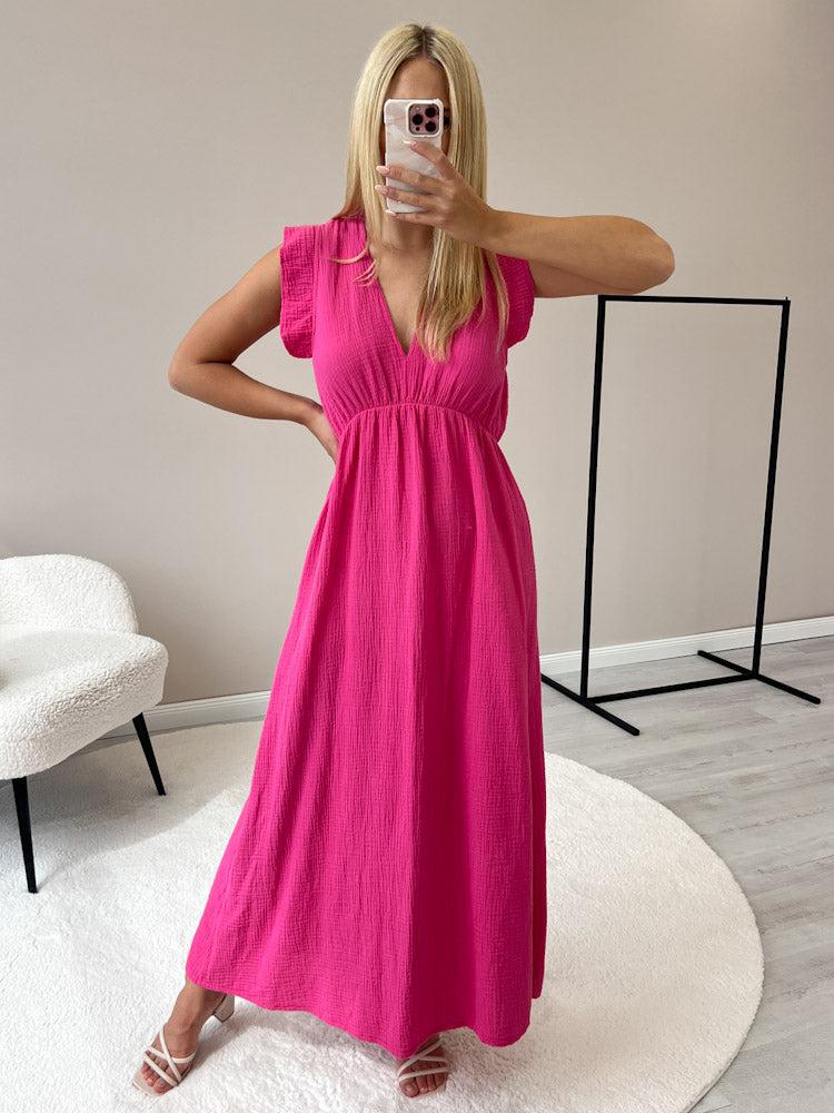 "Pianosa" tolles Maxikleid aus Musselin - pink