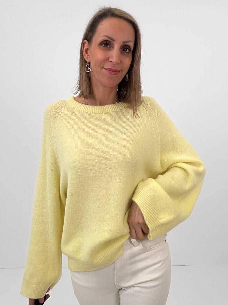 "Lana" kuscheliger Baby Alpaka Pullover - zitronengelb
