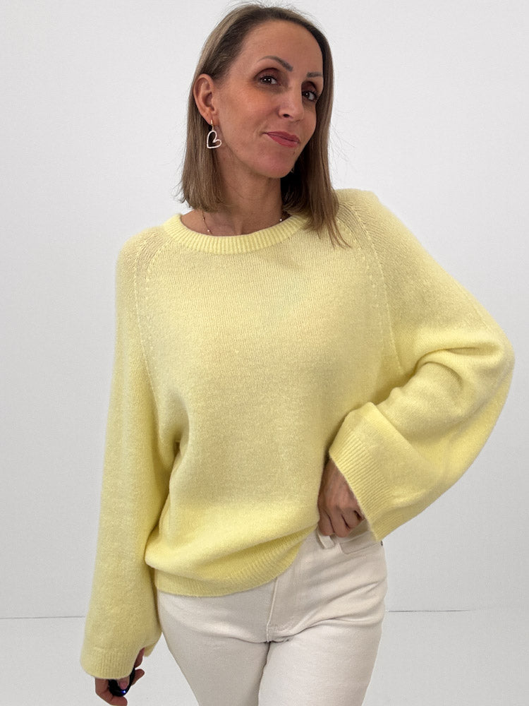 "Lana" kuscheliger Baby Alpaka Pullover - zitronengelb