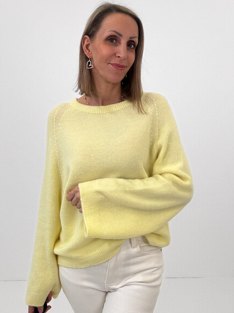 "Lana" kuscheliger Baby Alpaka Pullover - zitronengelb