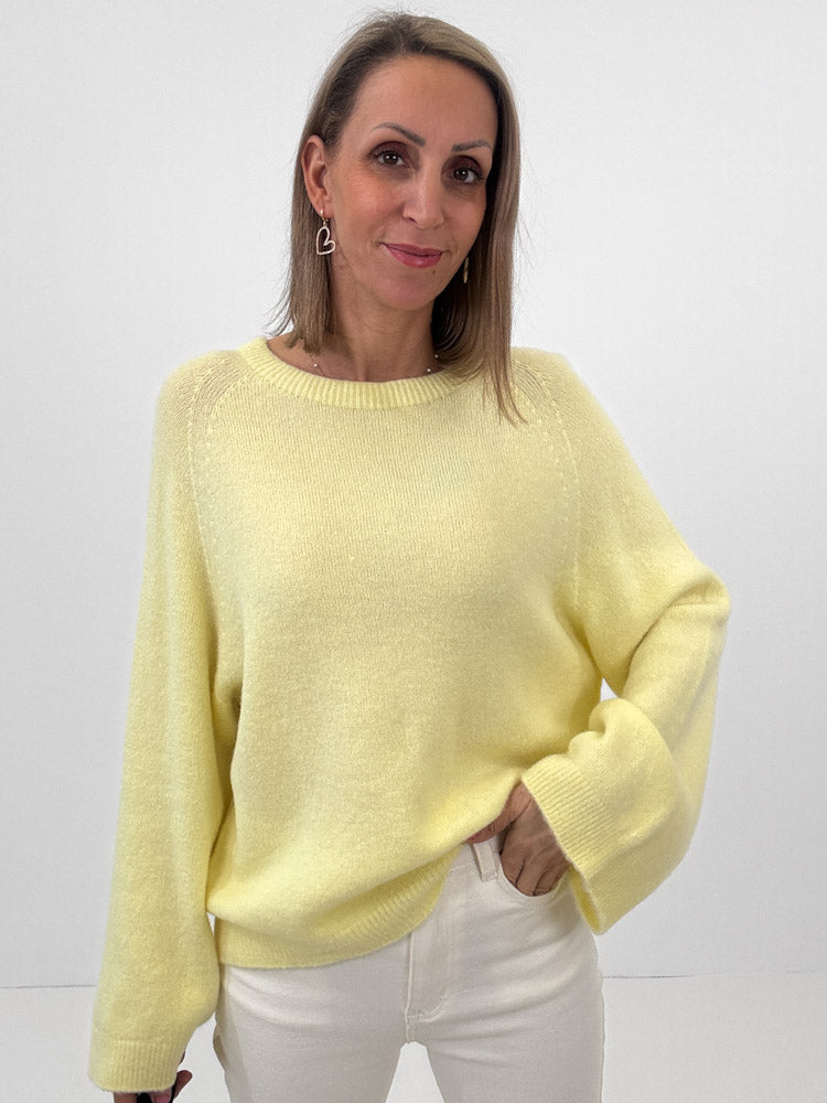 "Lana" kuscheliger Baby Alpaka Pullover - zitronengelb