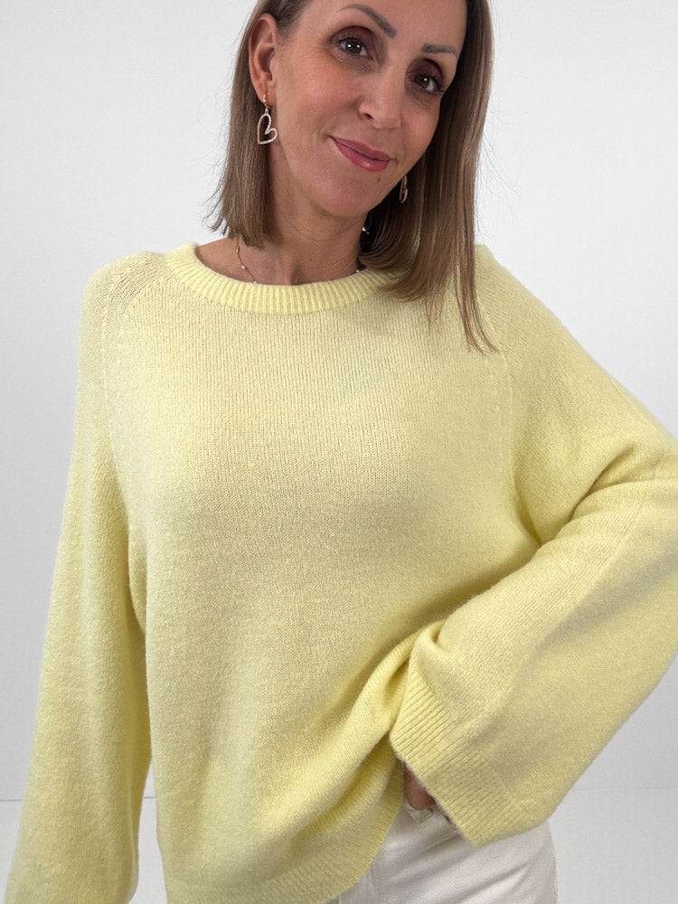 "Lana" kuscheliger Baby Alpaka Pullover - zitronengelb