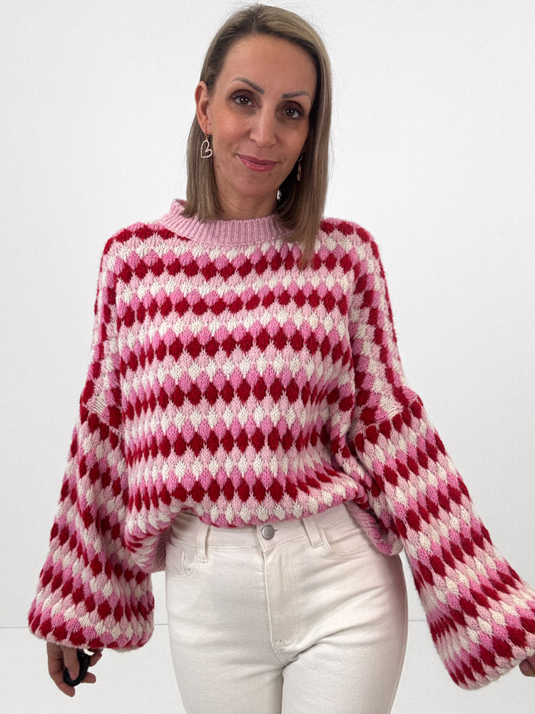 "Bubble Candy" weicher Pullover mit Lana Wolle - rosa