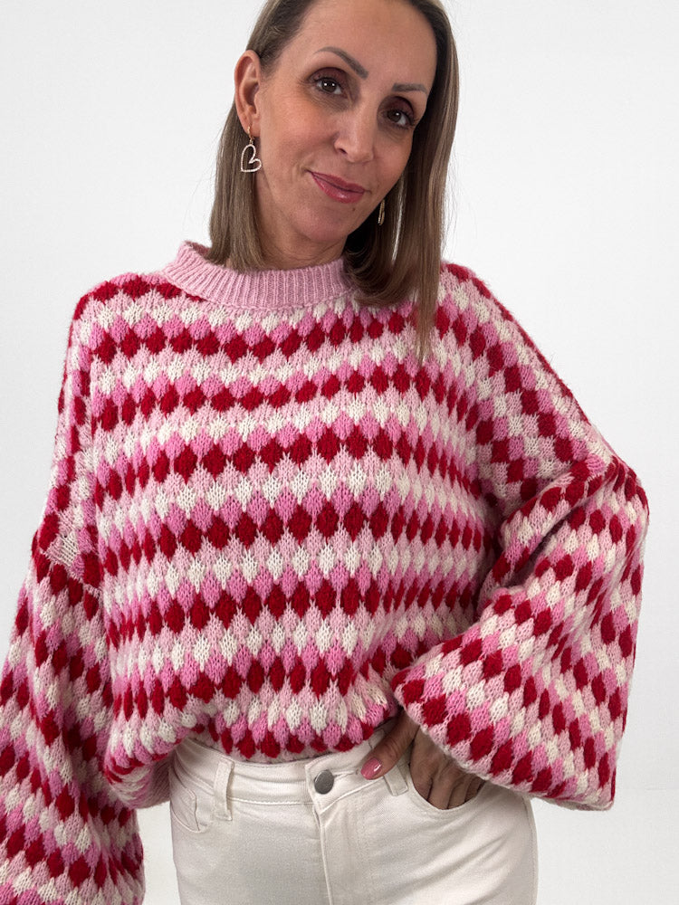 "Bubble Candy" weicher Pullover mit Lana Wolle - rosa