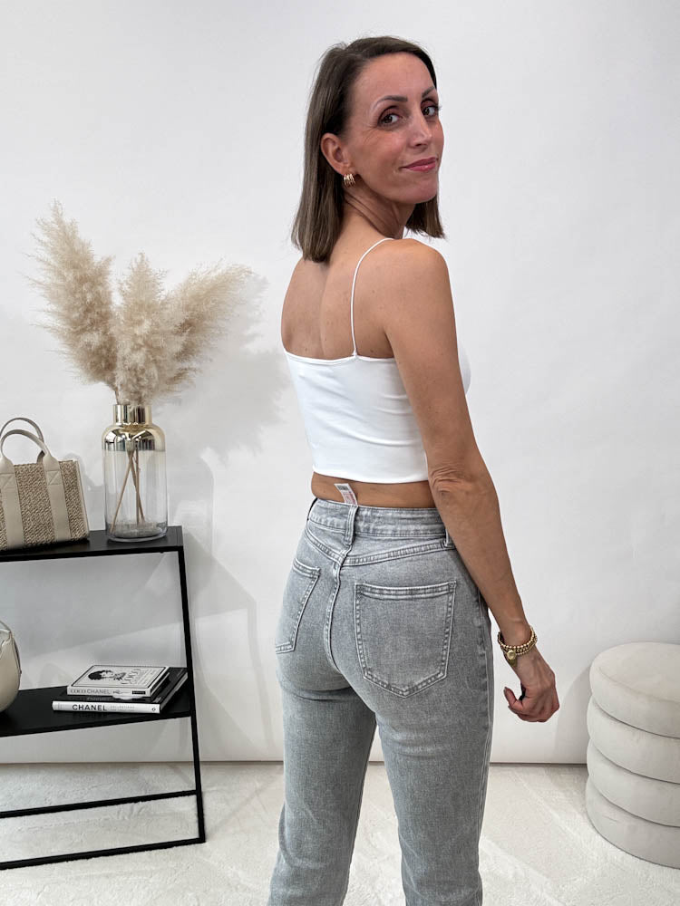 "Athena " Mom Fit Jeans - grau