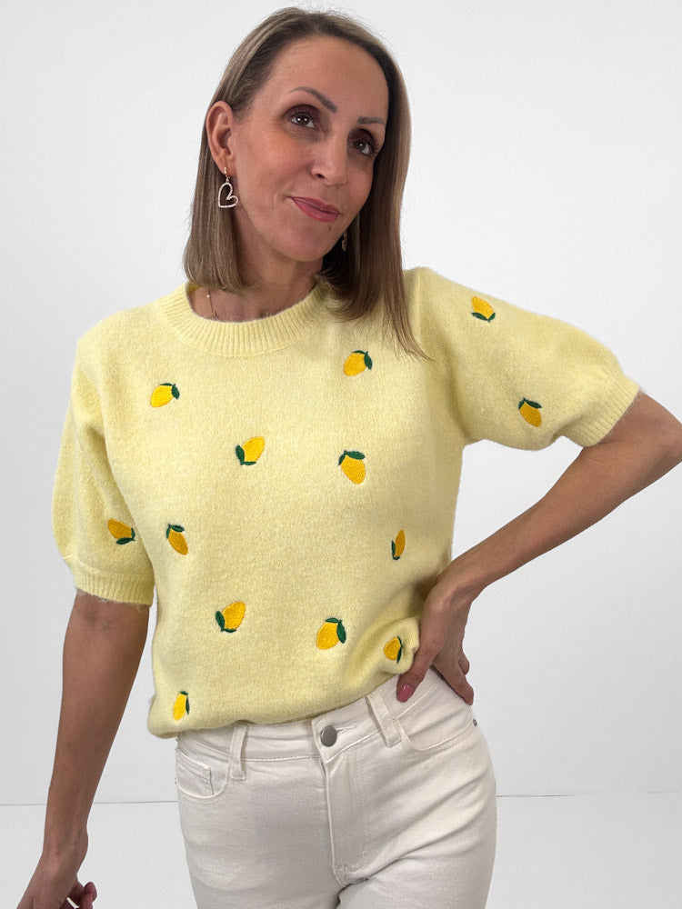 "Lemon Flair" weicher Pullover mit Viscose - zitronengelb
