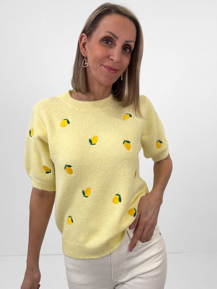 "Lemon Flair" weicher Pullover mit Viscose - zitronengelb