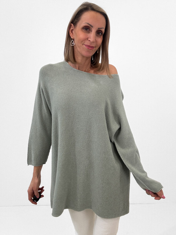 "Vicenza Long" weicher Pullover mit Viscose - salbei